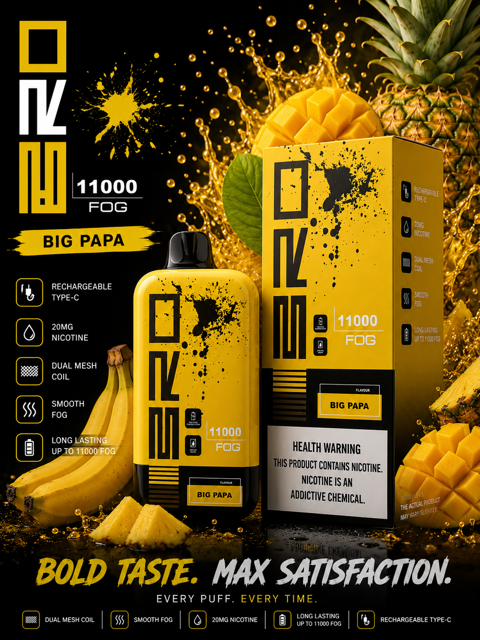 پاد یکبار مصرف برو فاگ ۱۱۰۰۰ پاف موز انبه آناناس | Bro Fog 11000 Puff BIG PAPA