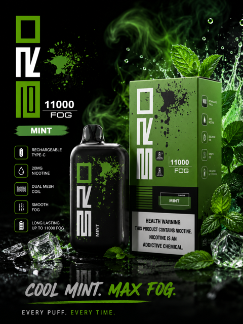 پاد یکبار مصرف برو فاگ ۱۱۰۰۰ نعنا| Bro Fog 11000 Puff