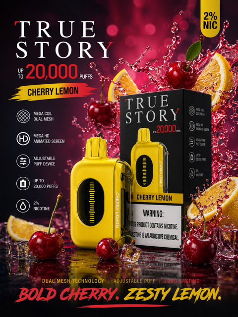 پاد یکبار مصرف ترو استوری20,000 آلبالو لیمو| TRUESTORY 20,000 CHERRY LEMON