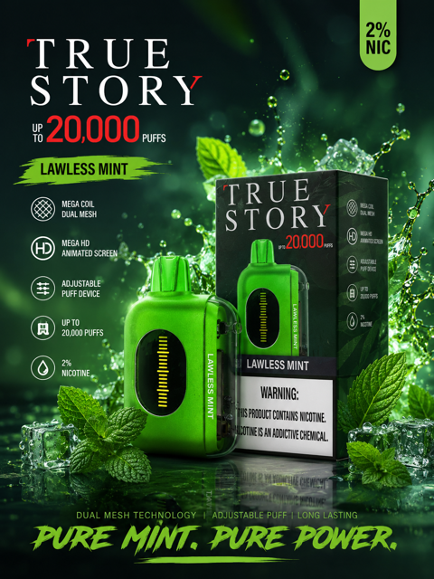 پاد یکبار مصرف ترو استوری20,000 نعنا| TRUESTORY 20,000 LAWLESS MINT